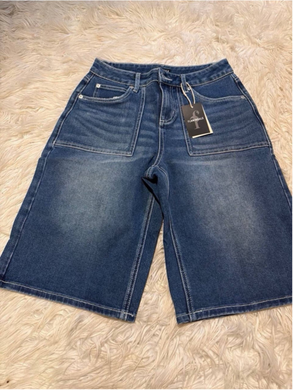 Flamingals High Rise Denim Bermuda Shorts M